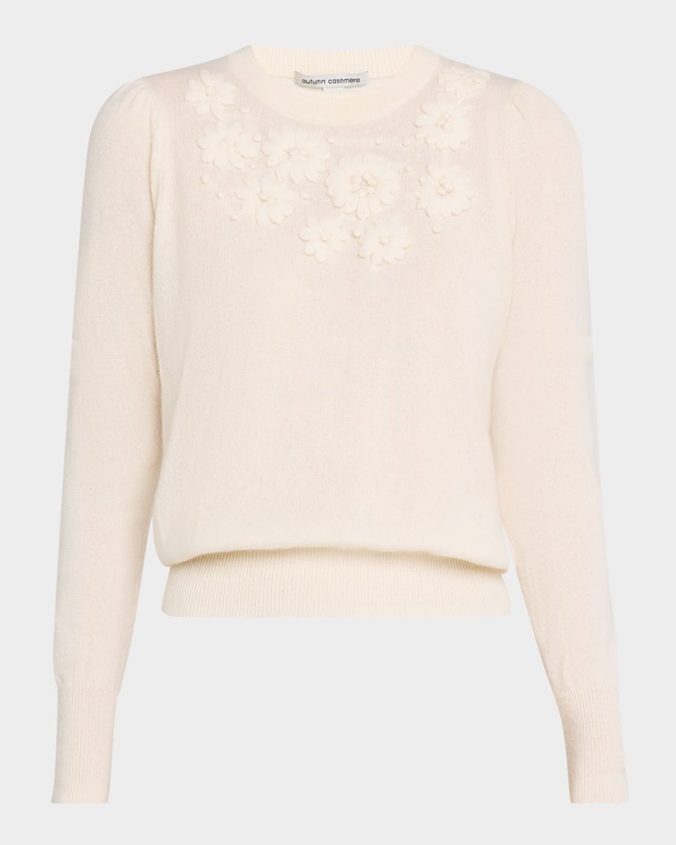 Floral-Embroidered Cashmere Crewneck Sweat